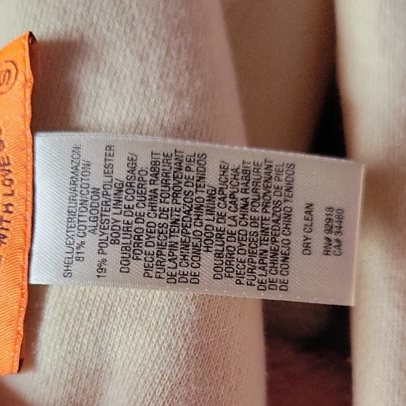 Juicy Couture Cream Zip-Up Hoodie with Real Rabbit Fur Lining - Picture 3 of 8